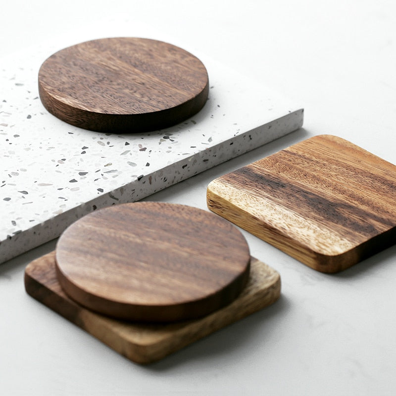 6 Acacia wood fashion coasteraholderushit square and round coasters